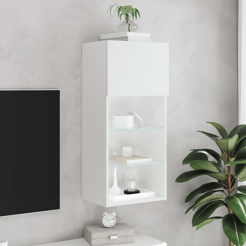 Tv Skříňka S Led Osvětlením Bílá 40,5 X 30 X 90 Cm