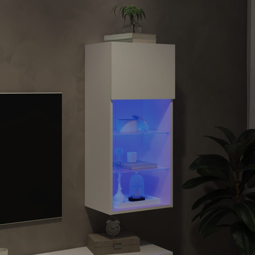 Tv Skříňka S Led Osvětlením Bílá 40,5 X 30 X 90 Cm
