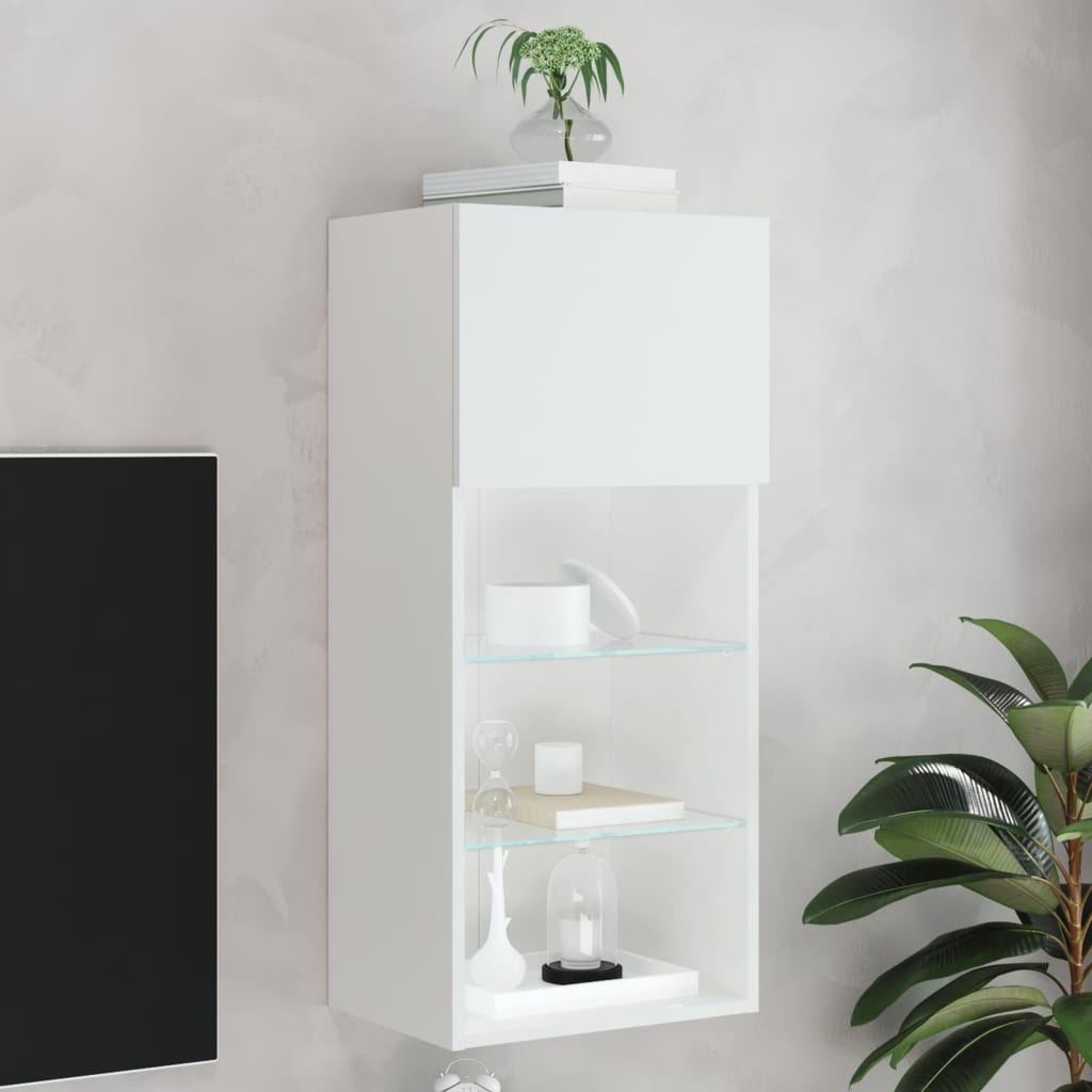 Tv Skříňka S Led Osvětlením Bílá 40,5 X 30 X 90 Cm