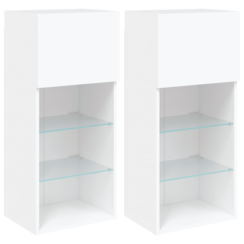 Tv Skříňky S Led Osvětlením 2 Ks Bílé 40,5 X 30 X 90 Cm