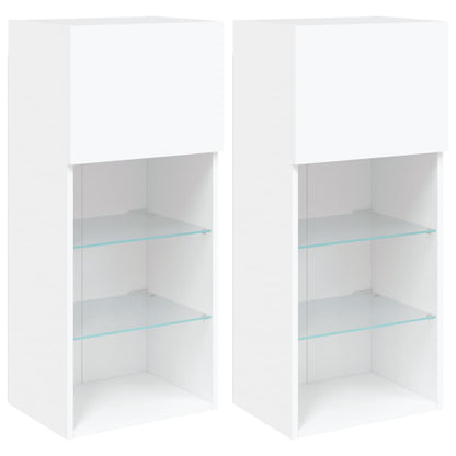 Tv Skříňky S Led Osvětlením 2 Ks Bílé 40,5 X 30 X 90 Cm