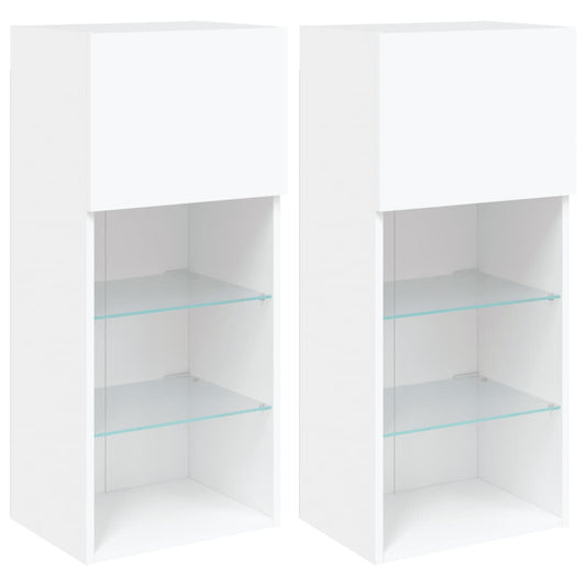 Tv Skříňky S Led Osvětlením 2 Ks Bílé 40,5 X 30 X 90 Cm