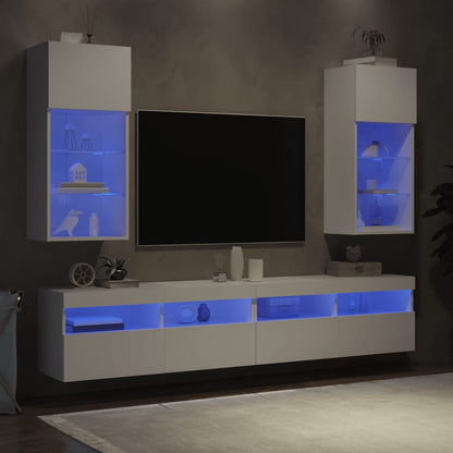 Tv Skříňky S Led Osvětlením 2 Ks Bílé 40,5 X 30 X 90 Cm