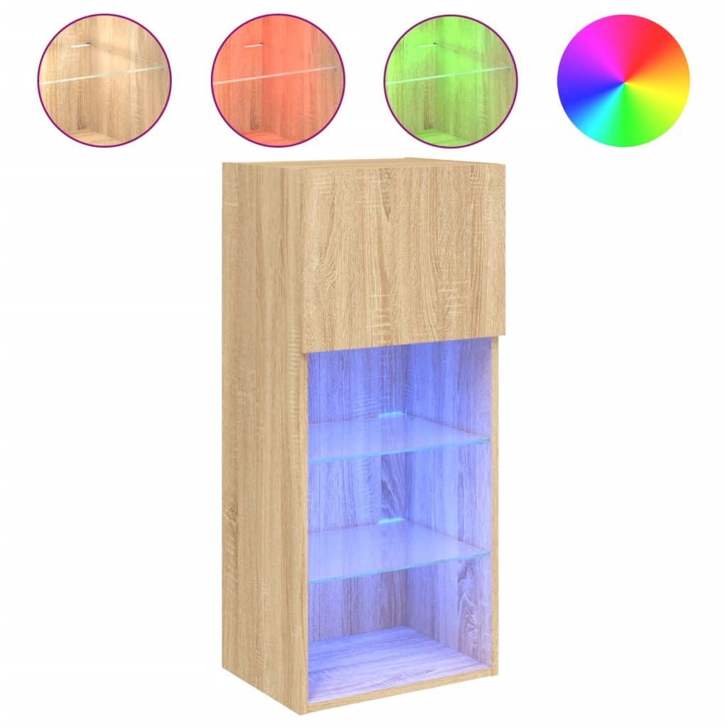 Tv Skříňka S Led Osvětlením Dub Sonoma 40,5 X 30 X 90 Cm
