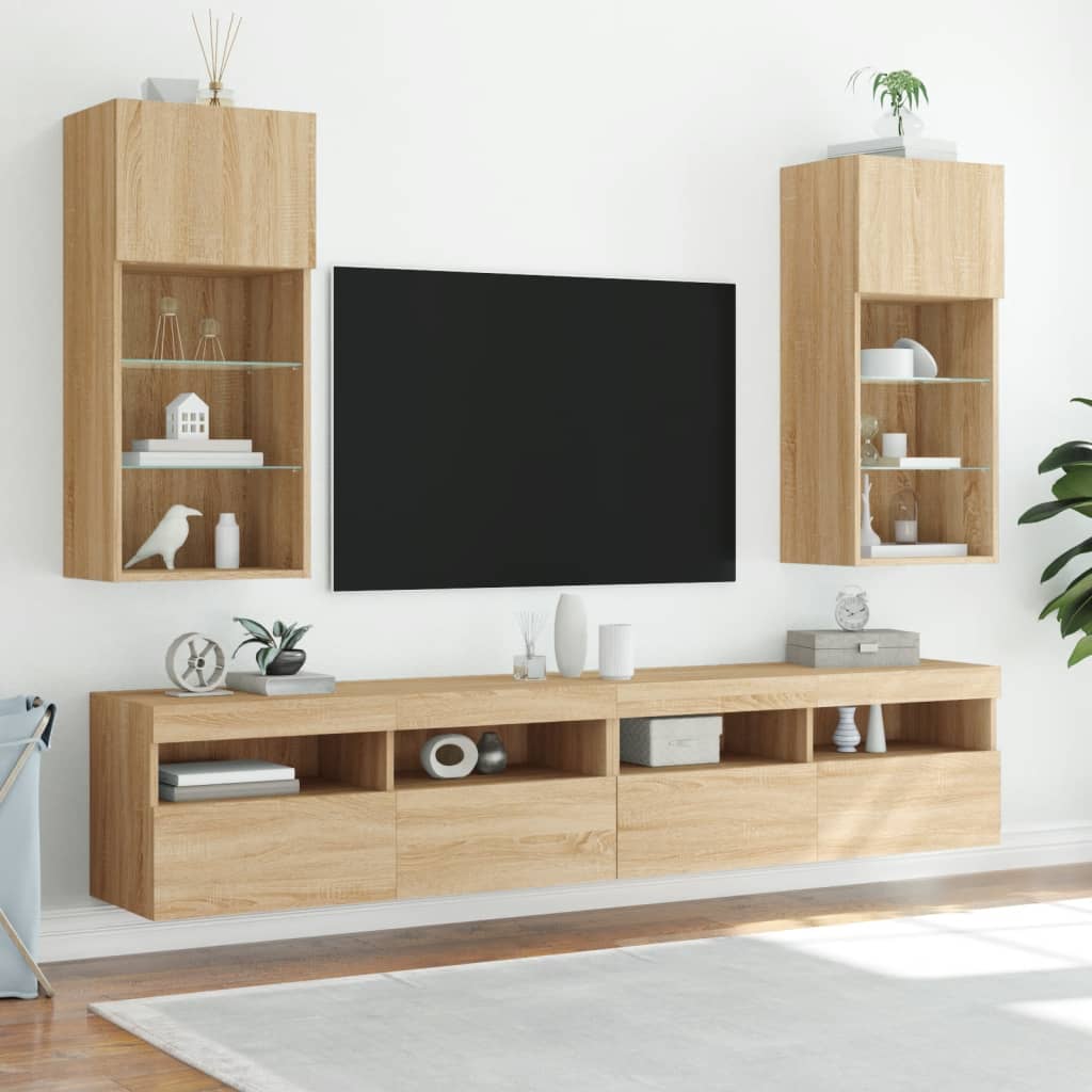 Tv Skříňka S Led Osvětlením Dub Sonoma 40,5 X 30 X 90 Cm