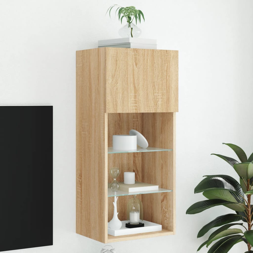 Tv Skříňka S Led Osvětlením Dub Sonoma 40,5 X 30 X 90 Cm