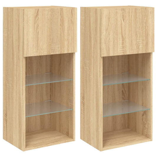 Tv Skříňky S Led Osvětlením 2 Ks Dub Sonoma 40,5 X 30 X 90 Cm