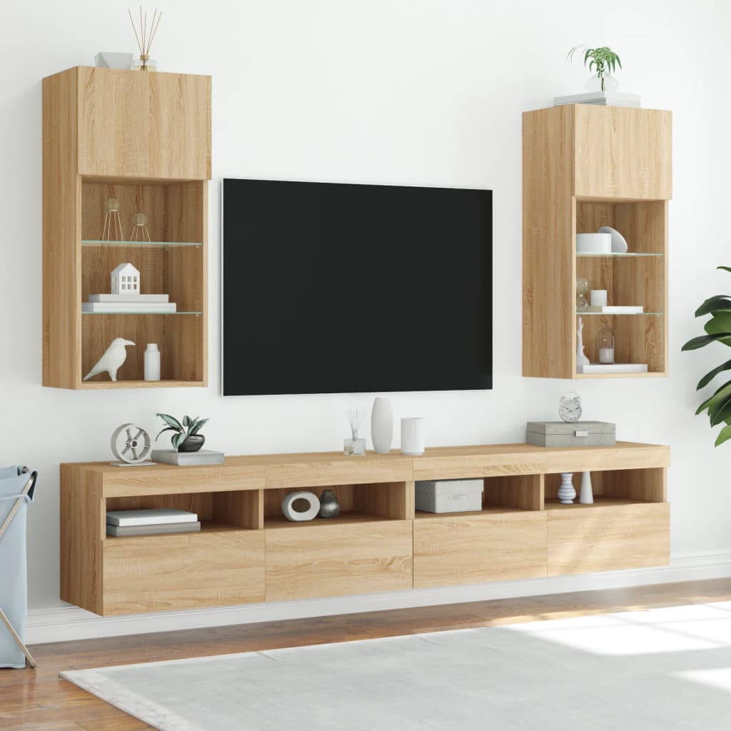 Tv Skříňky S Led Osvětlením 2 Ks Dub Sonoma 40,5 X 30 X 90 Cm