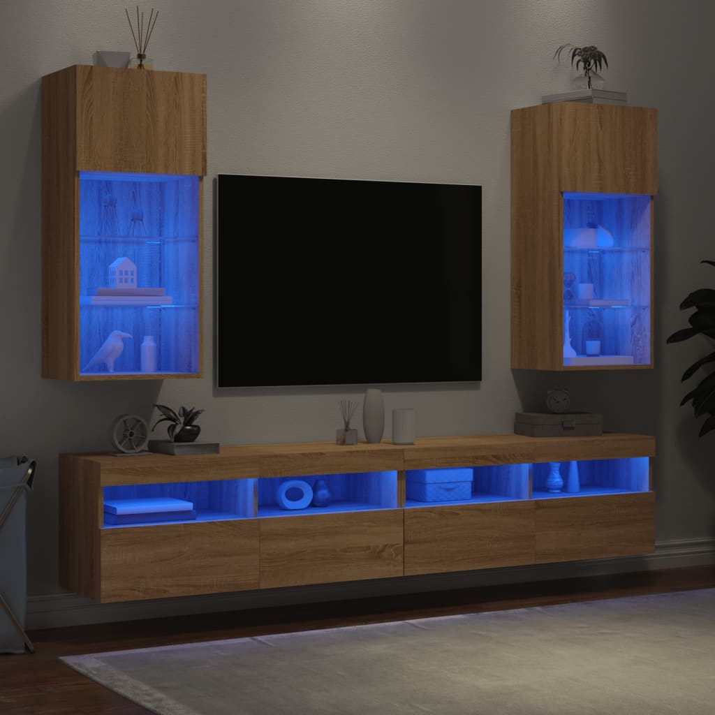 Tv Skříňky S Led Osvětlením 2 Ks Dub Sonoma 40,5 X 30 X 90 Cm