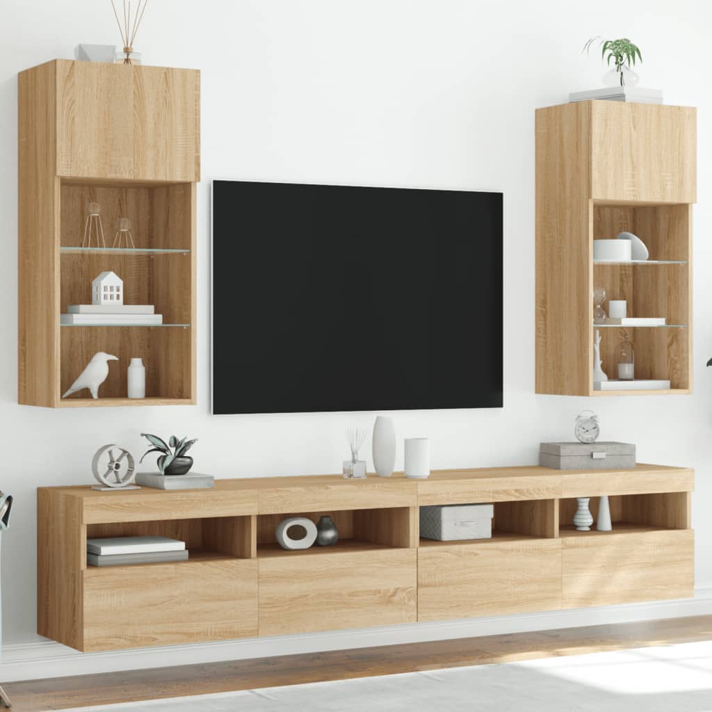 Tv Skříňky S Led Osvětlením 2 Ks Dub Sonoma 40,5 X 30 X 90 Cm