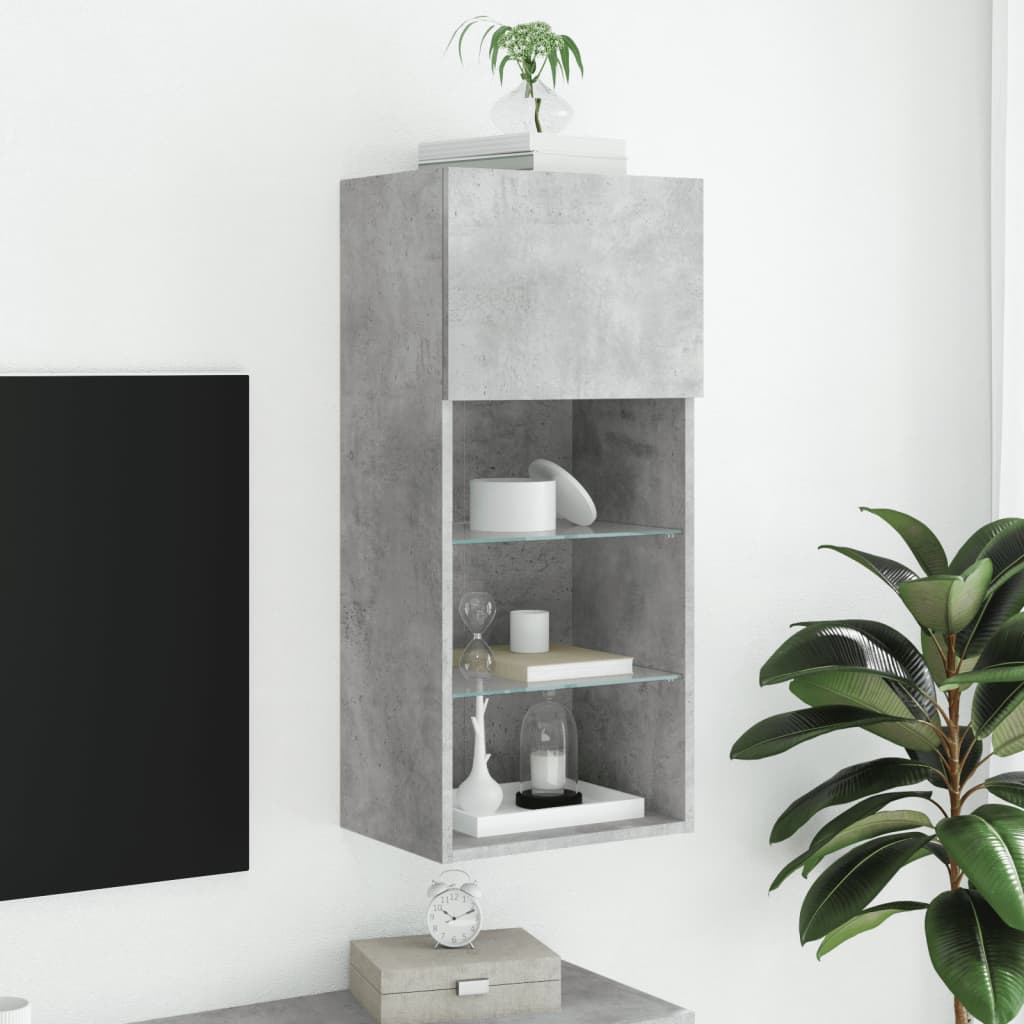 Tv Skříňka S Led Osvětlením Betonově Šedá 40,5 X 30 X 90 Cm
