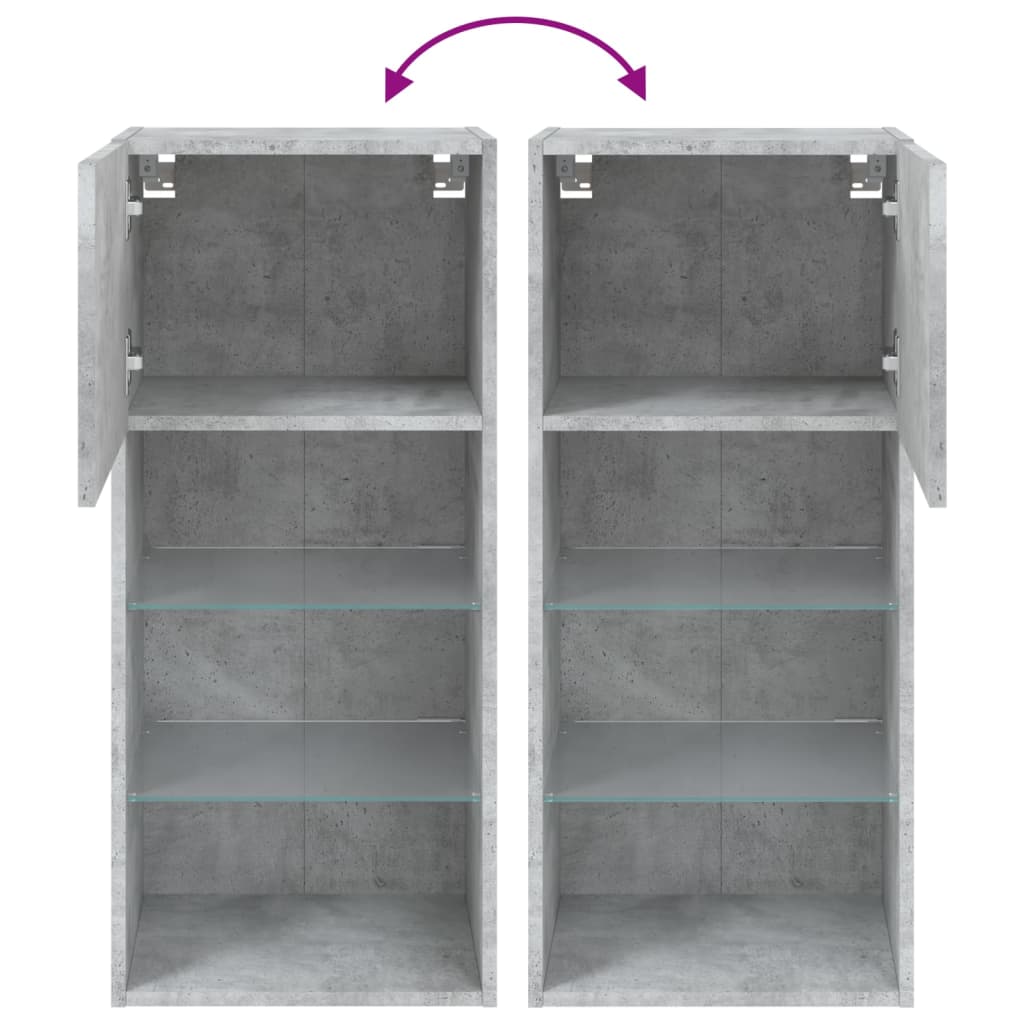 Tv Skříňka S Led Osvětlením Betonově Šedá 40,5 X 30 X 90 Cm