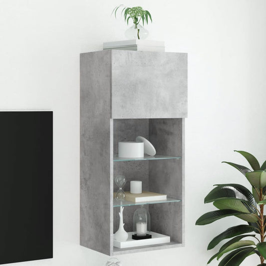 Tv Skříňka S Led Osvětlením Betonově Šedá 40,5 X 30 X 90 Cm