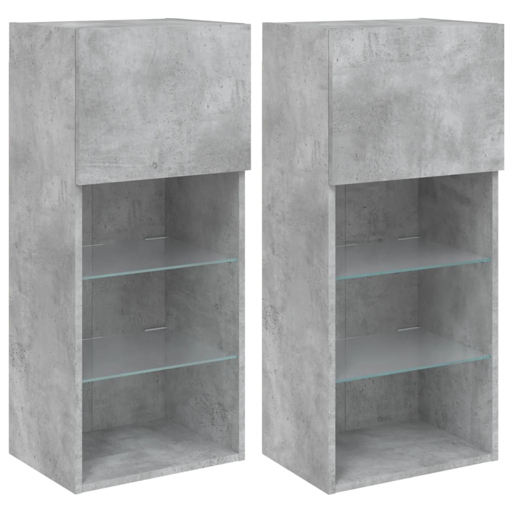 Tv Skříňky S Led Osvětlením 2 Ks Betonově Šedé 40,5X30X90 Cm