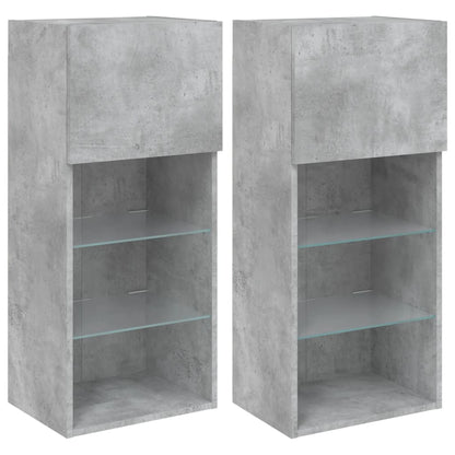 Tv Skříňky S Led Osvětlením 2 Ks Betonově Šedé 40,5X30X90 Cm