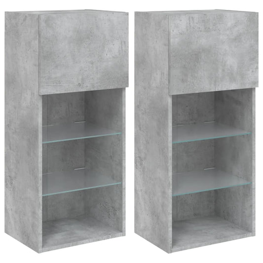 Tv Skříňky S Led Osvětlením 2 Ks Betonově Šedé 40,5X30X90 Cm