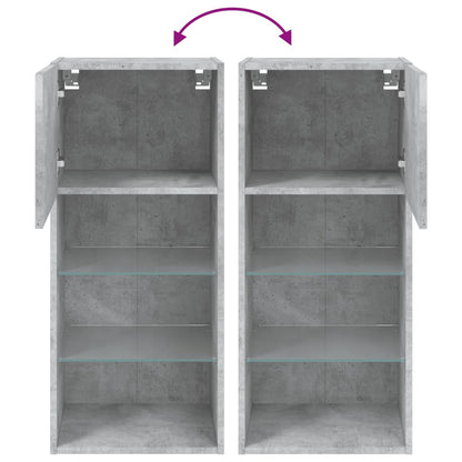 Tv Skříňky S Led Osvětlením 2 Ks Betonově Šedé 40,5X30X90 Cm
