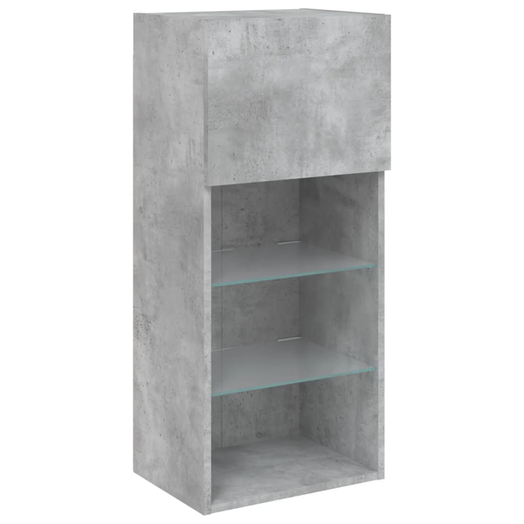 Tv Skříňky S Led Osvětlením 2 Ks Betonově Šedé 40,5X30X90 Cm