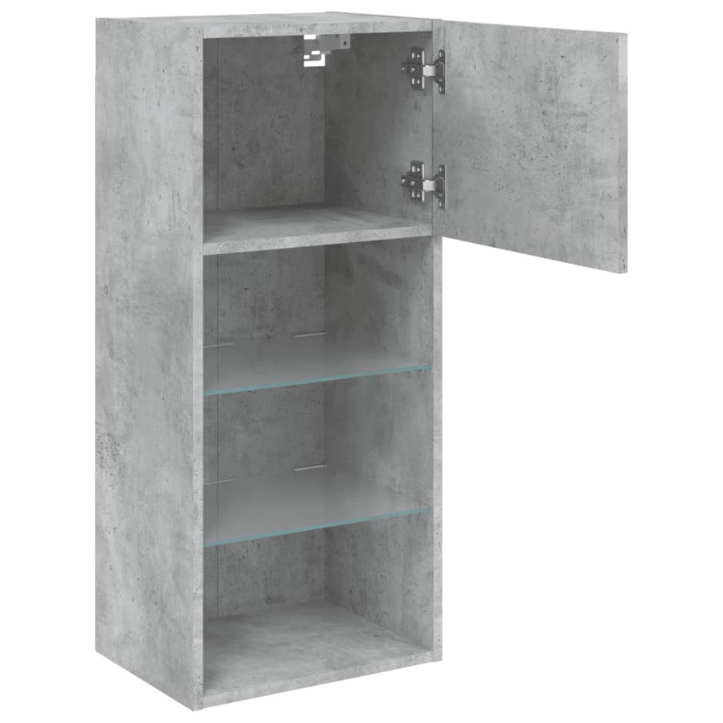 Tv Skříňky S Led Osvětlením 2 Ks Betonově Šedé 40,5X30X90 Cm