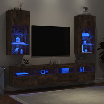 Tv Skříňky S Led Osvětlením 2 Ks Kouřový Dub 40,5 X 30 X 90 Cm
