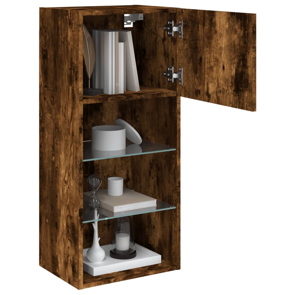 Tv Skříňky S Led Osvětlením 2 Ks Kouřový Dub 40,5 X 30 X 90 Cm