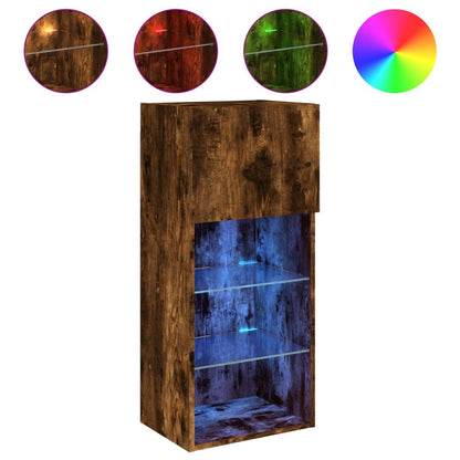 Tv Skříňky S Led Osvětlením 2 Ks Kouřový Dub 40,5 X 30 X 90 Cm