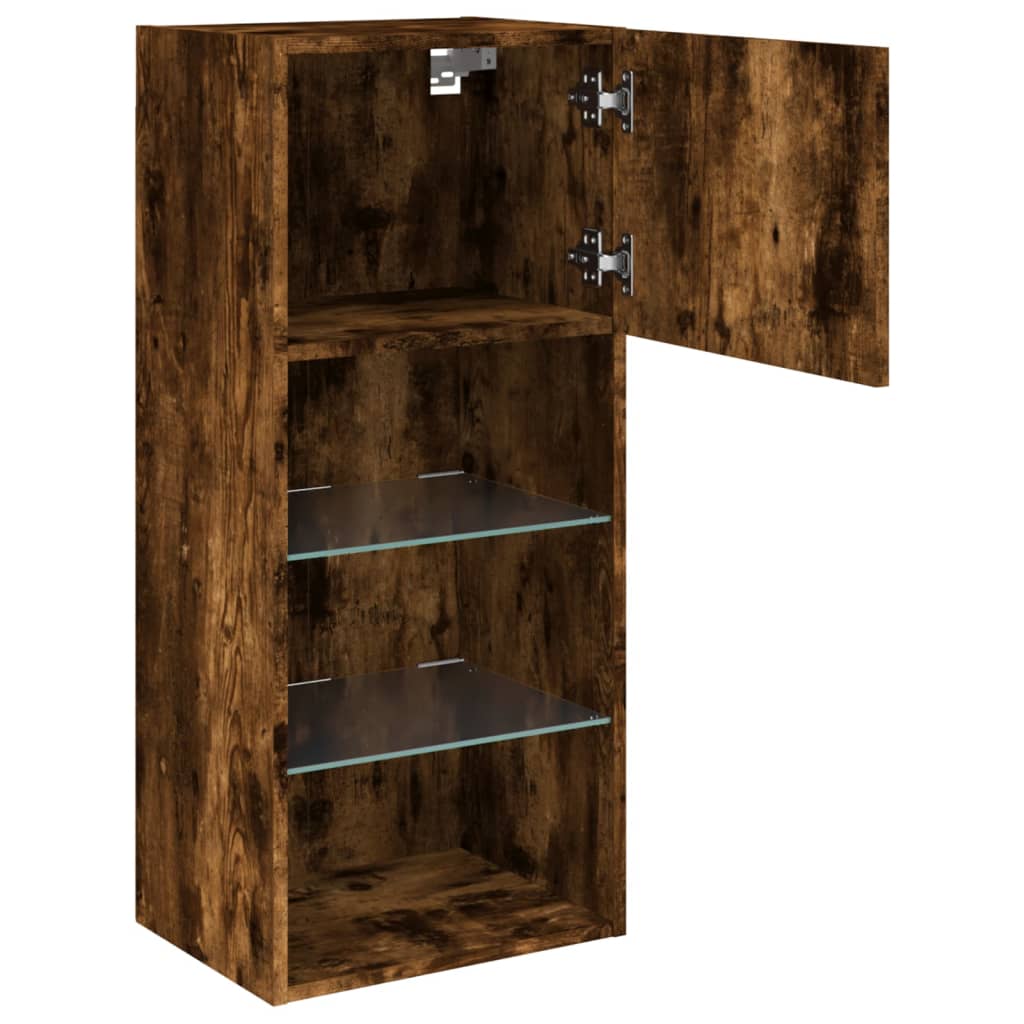 Tv Skříňky S Led Osvětlením 2 Ks Kouřový Dub 40,5 X 30 X 90 Cm