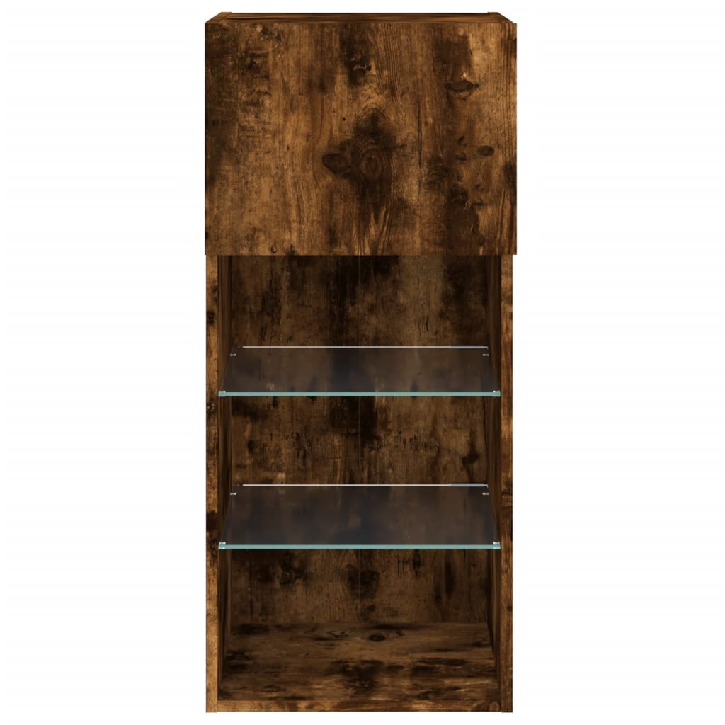 Tv Skříňky S Led Osvětlením 2 Ks Kouřový Dub 40,5 X 30 X 90 Cm