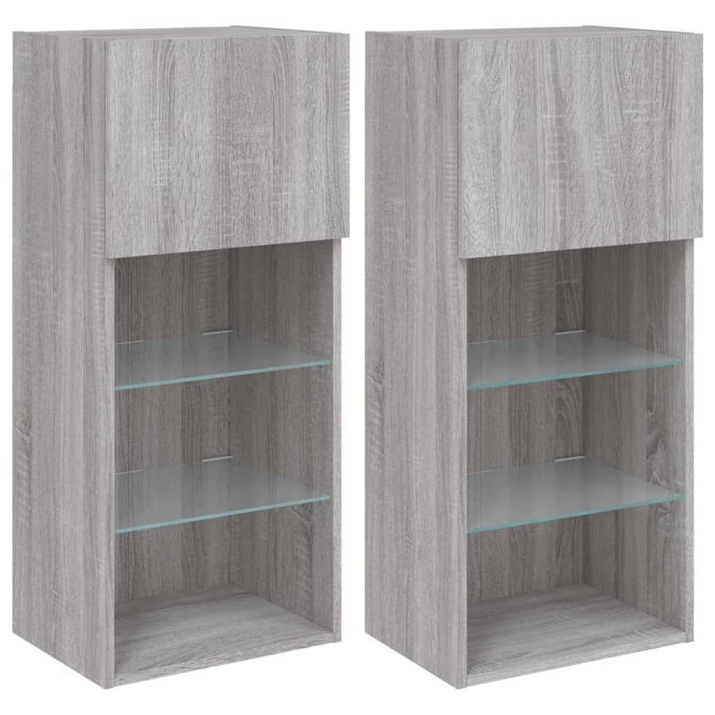 Tv Skříňky S Led Osvětlením 2 Ks Šedé Sonoma 40,5 X 30 X 90 Cm