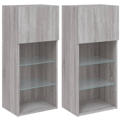 Tv Skříňky S Led Osvětlením 2 Ks Šedé Sonoma 40,5 X 30 X 90 Cm