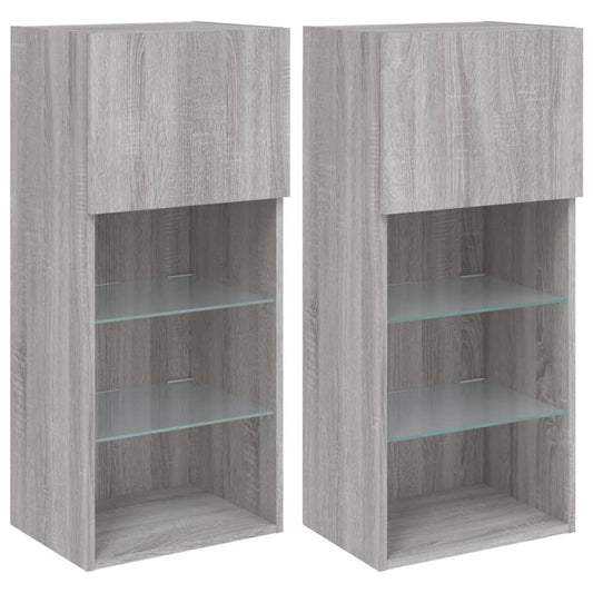 Tv Skříňky S Led Osvětlením 2 Ks Šedé Sonoma 40,5 X 30 X 90 Cm