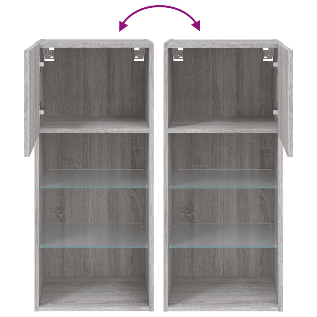 Tv Skříňky S Led Osvětlením 2 Ks Šedé Sonoma 40,5 X 30 X 90 Cm