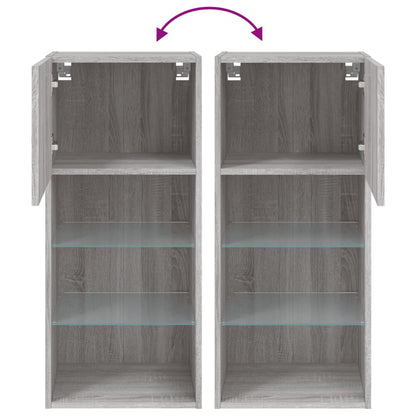 Tv Skříňky S Led Osvětlením 2 Ks Šedé Sonoma 40,5 X 30 X 90 Cm