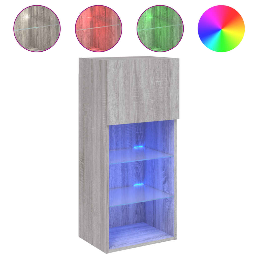 Tv Skříňky S Led Osvětlením 2 Ks Šedé Sonoma 40,5 X 30 X 90 Cm