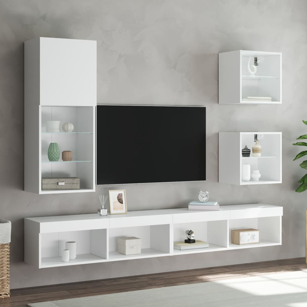 Tv Skříňka S Led Osvětlením Bílá 40,5 X 30 X 102 Cm
