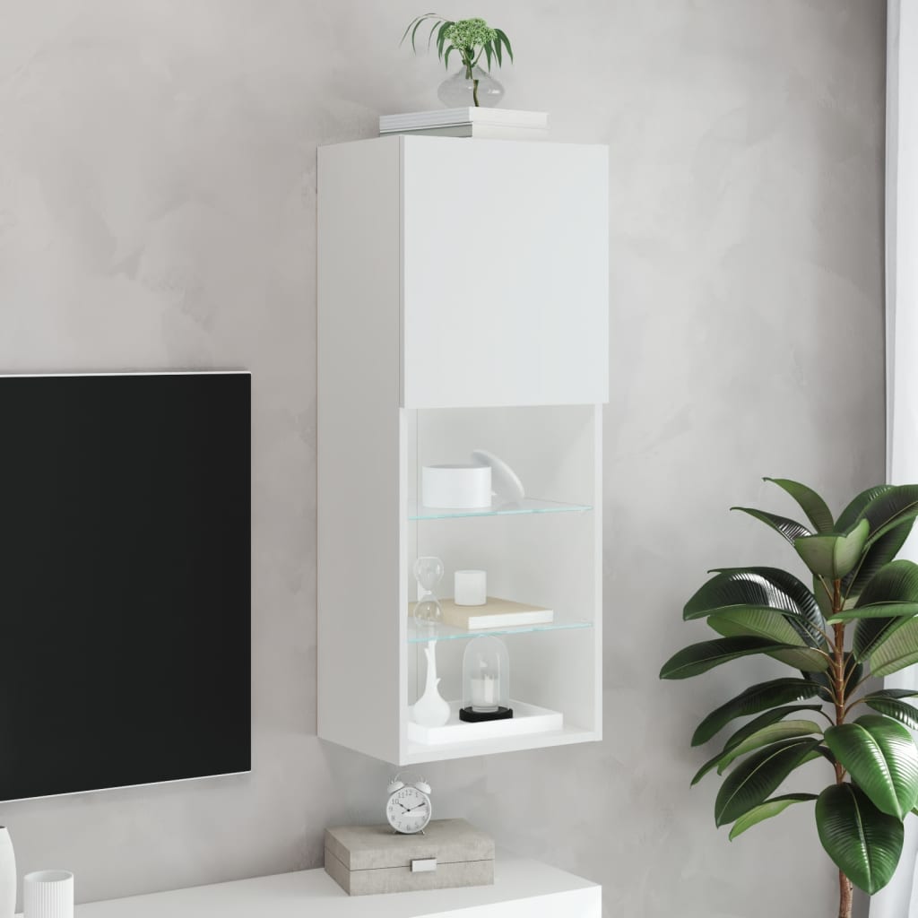 Tv Skříňka S Led Osvětlením Bílá 40,5 X 30 X 102 Cm