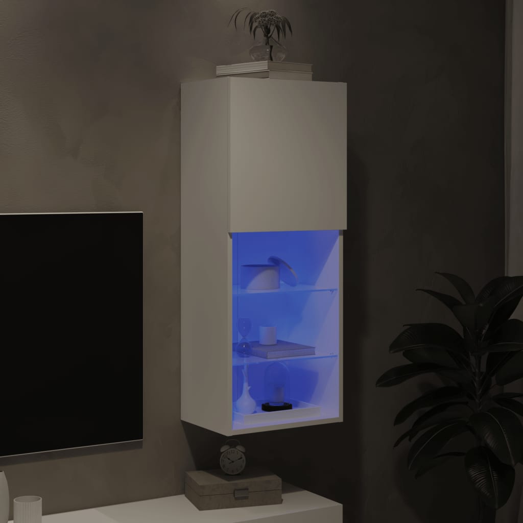 Tv Skříňka S Led Osvětlením Bílá 40,5 X 30 X 102 Cm
