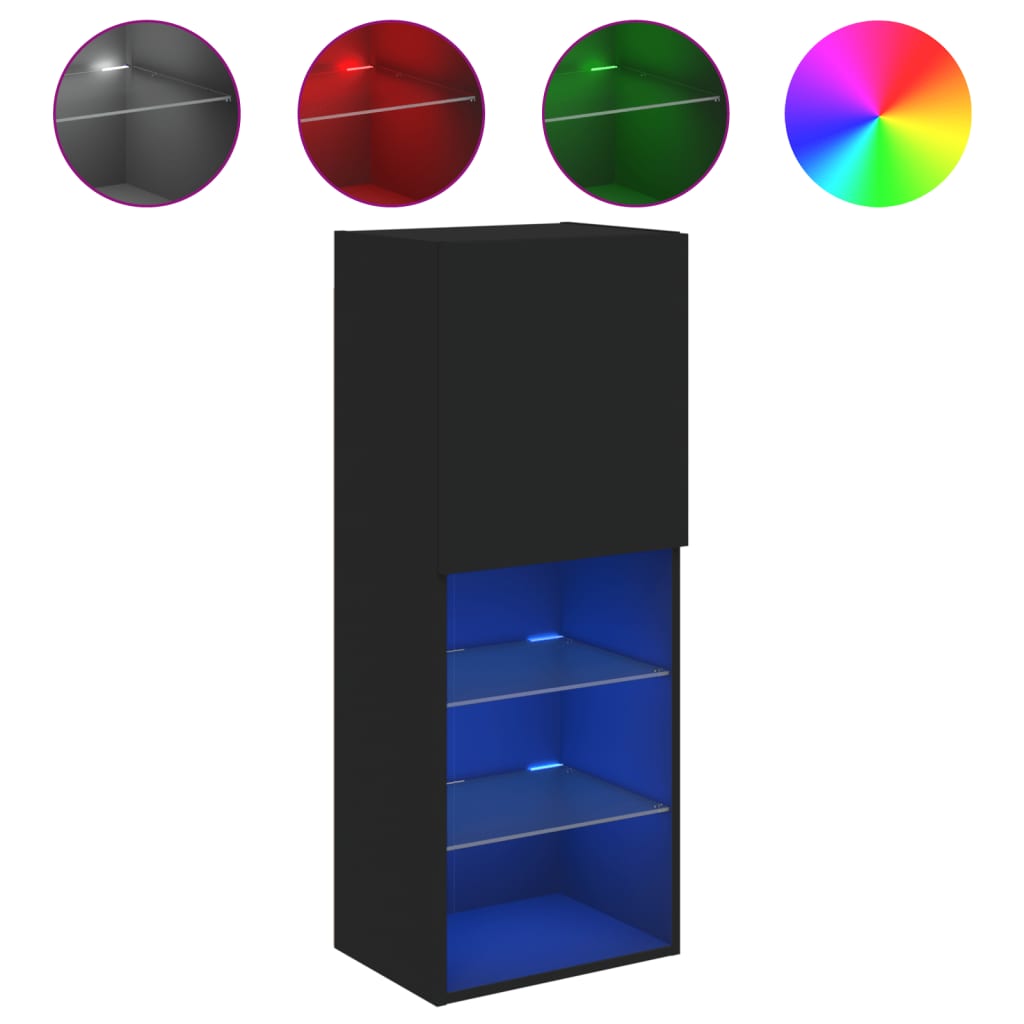 Tv Skříňka S Led Osvětlením Černá 40,5 X 30 X 102 Cm