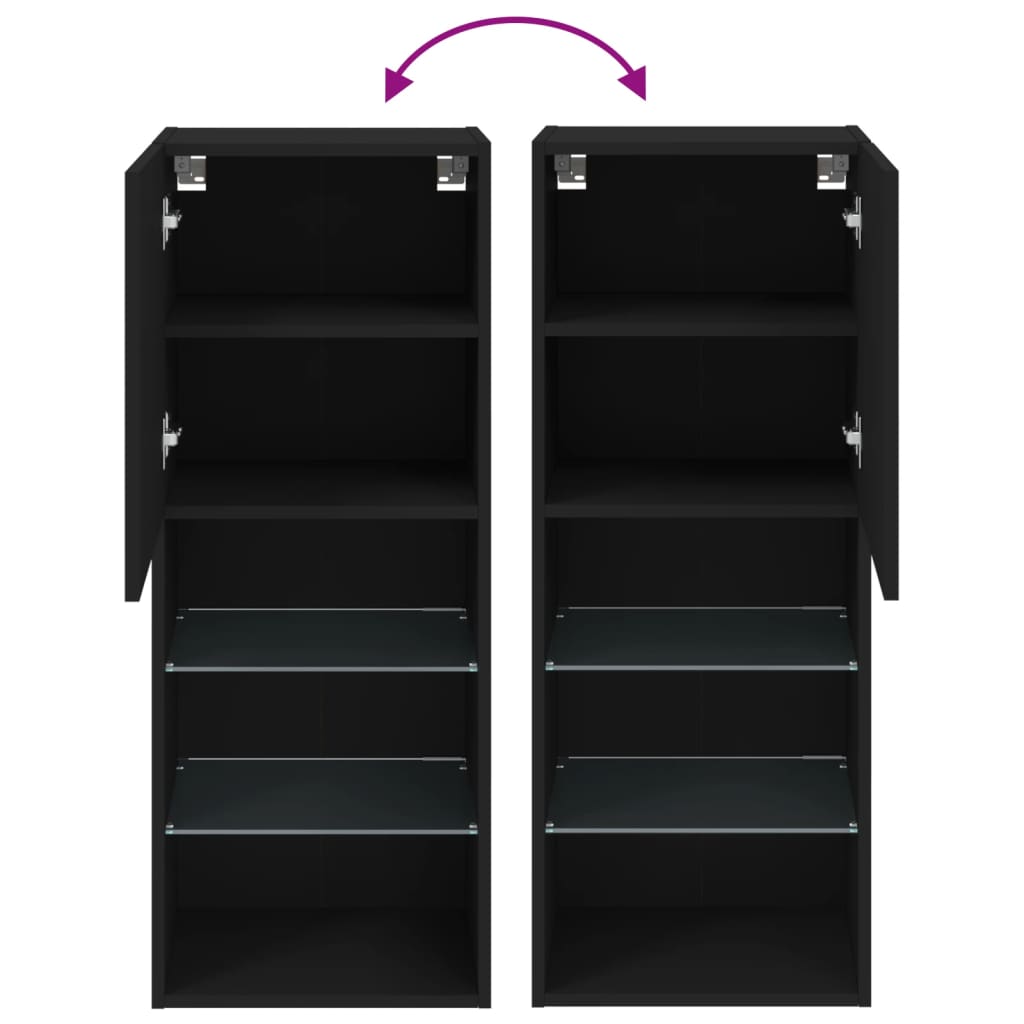 Tv Skříňka S Led Osvětlením Černá 40,5 X 30 X 102 Cm
