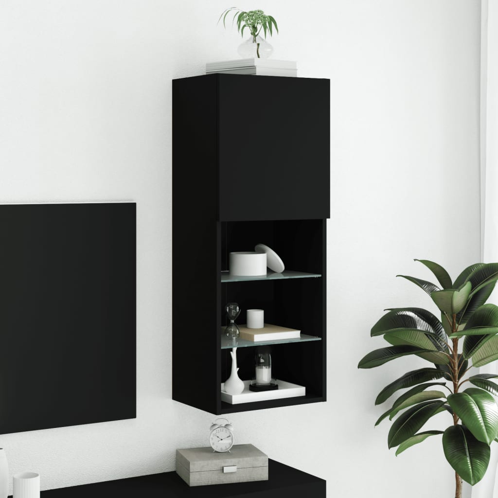 Tv Skříňka S Led Osvětlením Černá 40,5 X 30 X 102 Cm