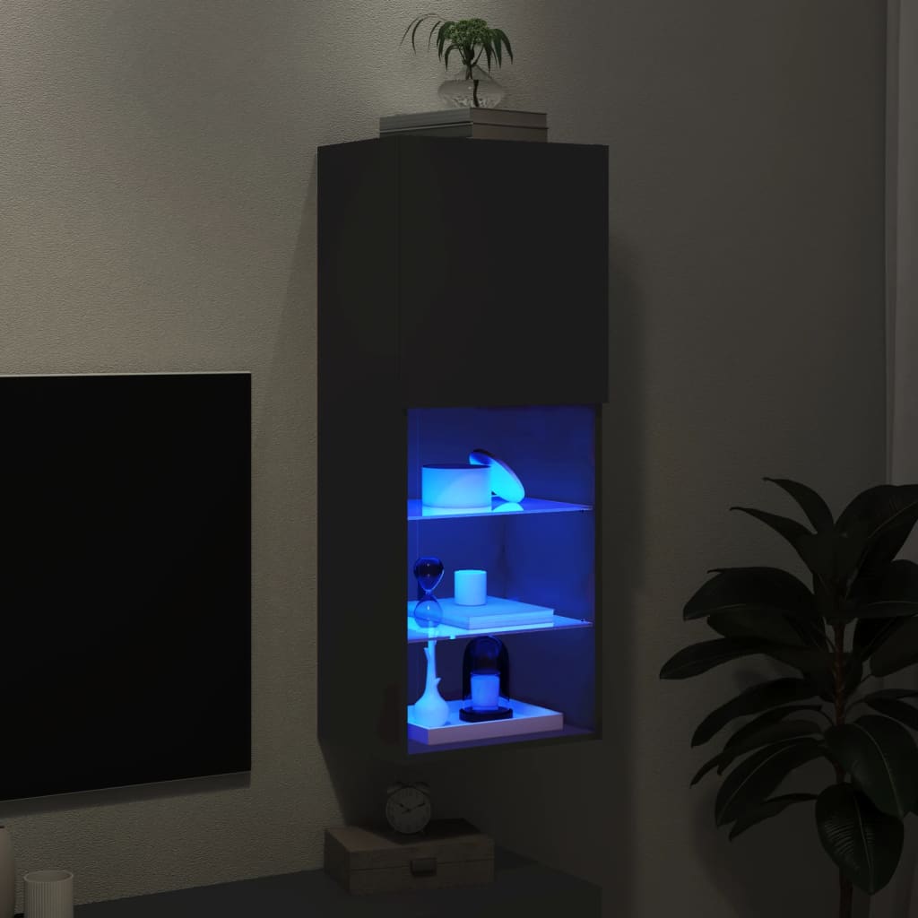 Tv Skříňka S Led Osvětlením Černá 40,5 X 30 X 102 Cm