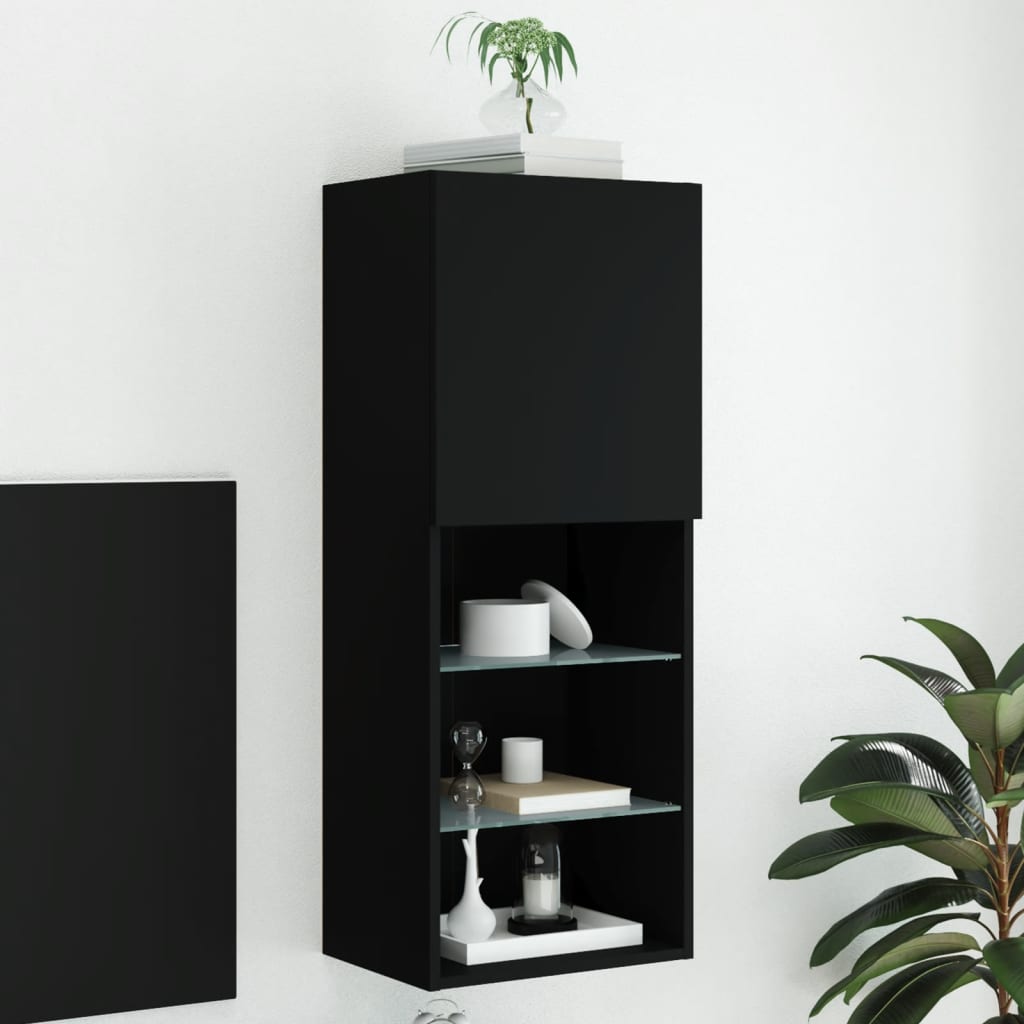 Tv Skříňka S Led Osvětlením Černá 40,5 X 30 X 102 Cm