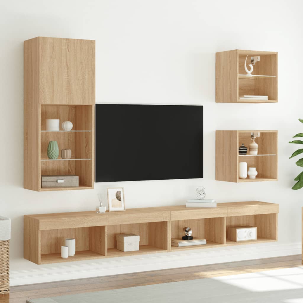 Tv Skříňka S Led Osvětlením Dub Sonoma 40,5 X 30 X 102 Cm