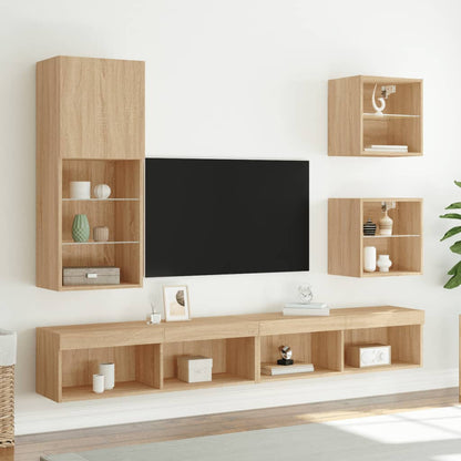 Tv Skříňka S Led Osvětlením Dub Sonoma 40,5 X 30 X 102 Cm
