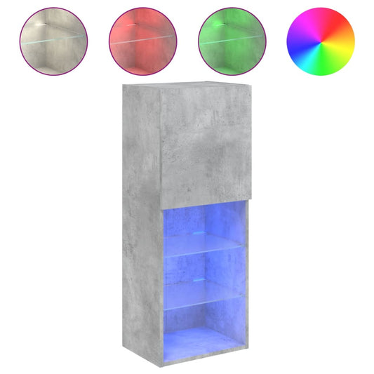 Tv Skříňka S Led Osvětlením Betonově Šedá 40,5 X 30 X 102 Cm