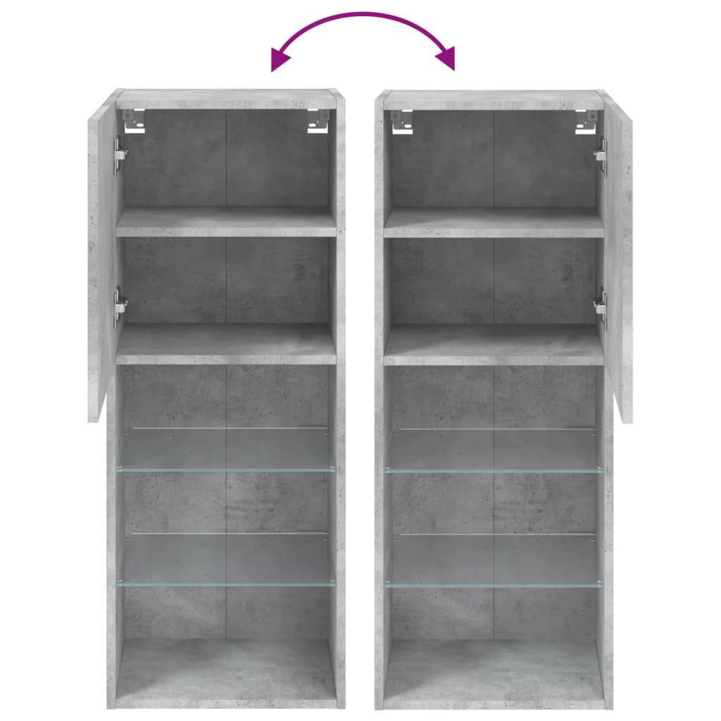 Tv Skříňka S Led Osvětlením Betonově Šedá 40,5 X 30 X 102 Cm