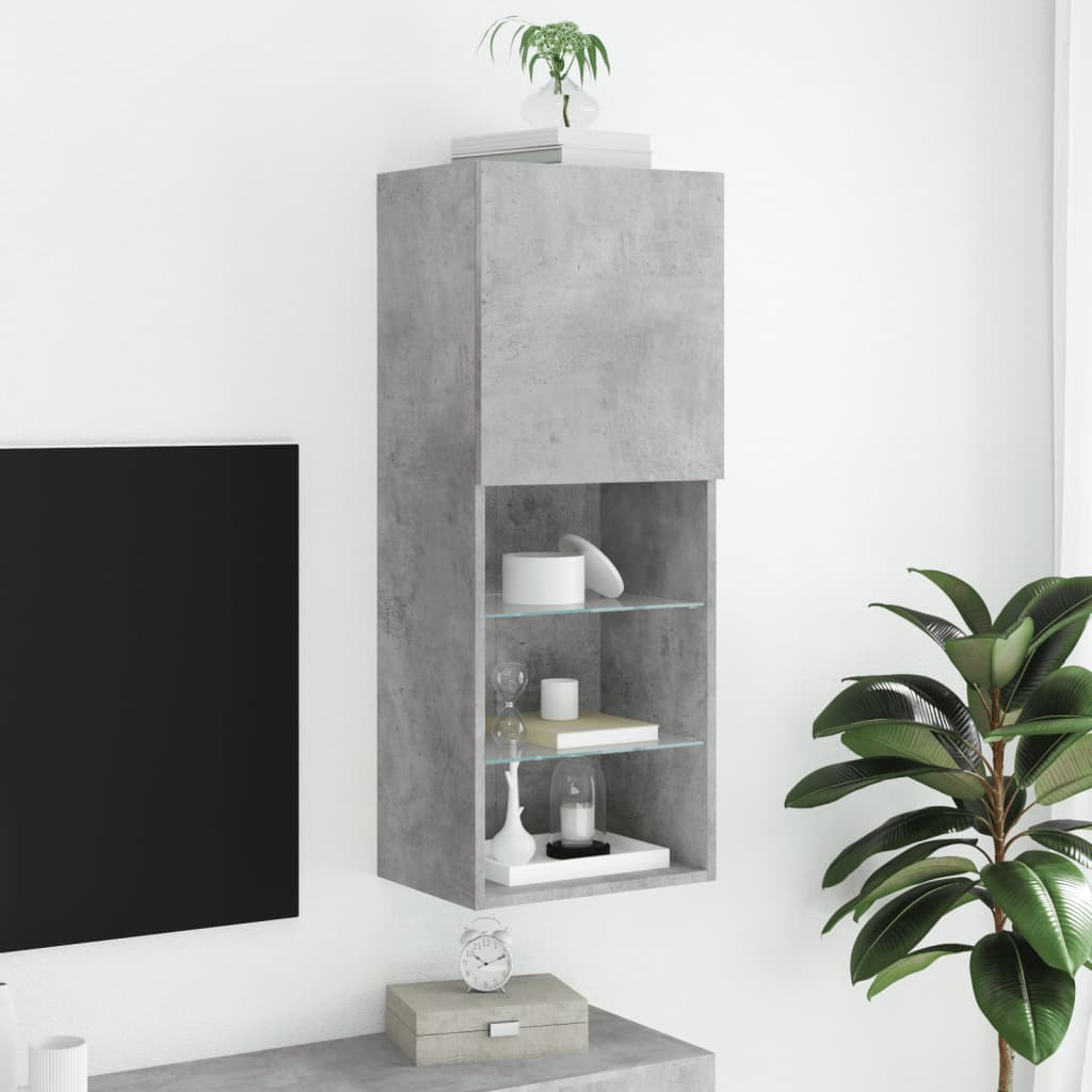 Tv Skříňka S Led Osvětlením Betonově Šedá 40,5 X 30 X 102 Cm