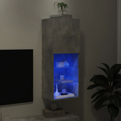 Tv Skříňka S Led Osvětlením Betonově Šedá 40,5 X 30 X 102 Cm