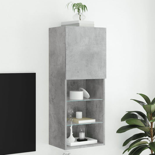 Tv Skříňka S Led Osvětlením Betonově Šedá 40,5 X 30 X 102 Cm