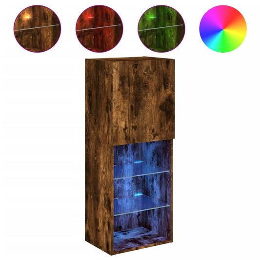 Tv Skříňka S Led Osvětlením Kouřový Dub 40,5 X 30 X 102 Cm